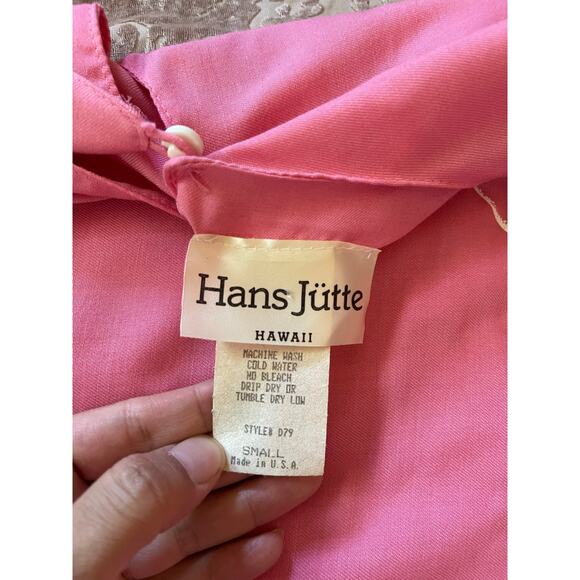 Vintage 70s Hans Jutte Hawaii Pink Floral Kaftan Midi Dress Size‎ Small - Picture 6 of 6